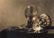 Museums national style life with Romer and silver shell, Pieter Claesz